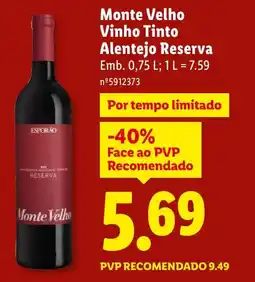 Lidl Monte Velho Vinho Tinto Alentejo Reserva promoção