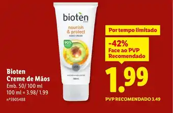 Lidl Bioten Creme de Mãos promoção
