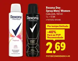 Lidl Rexona Deo Spray Men/Women promoção