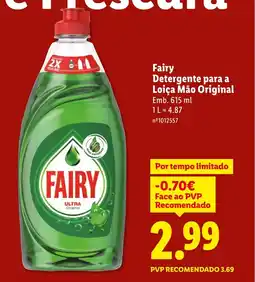 Lidl Fairy Detergente para a Loiça Mão Original promoção
