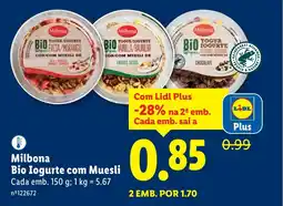 Lidl Milbona Bio Iogurte com Muesli promoção
