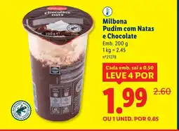 Lidl Milbona Pudim com Natas e Chocolate promoção