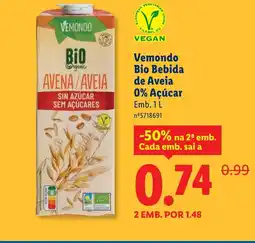 Lidl Vemondo Bio Bebida de Aveia 0% Açúcar promoção