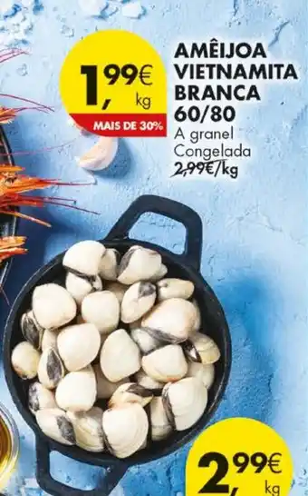 Ameijoa vietnamita branca 60/80 a granel congelada