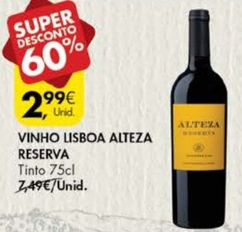 Pingo Doce Vinho Lisboa Alteza Reserva 75cl promoção