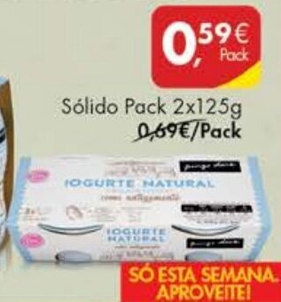 Pingo Doce Iogurte Natural Inteiro Sólido 2x125g promoção