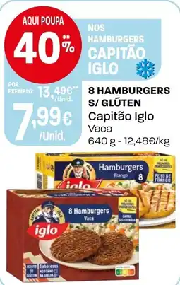 Intermarché 8 hamburgers s/glúten capitão iglo vaca promoção