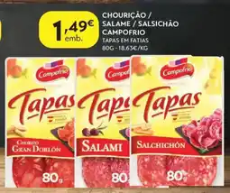 Spar Chourição / salame / salsichão campofrio tapas em fatias promoção