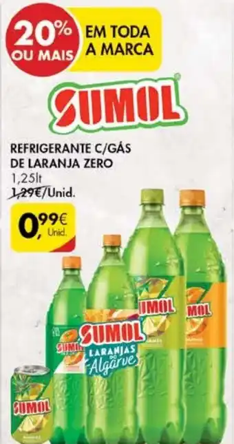 Pingo Doce Sumo Refregerante c/Gas de Laranja Zero 1,25lt promoção