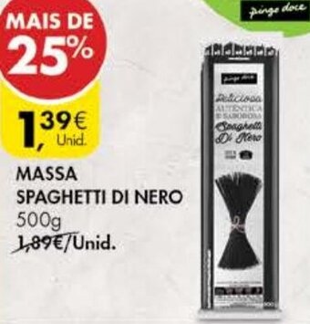 Pingo Doce Massa Spaghetti Di Nero 500g promoção