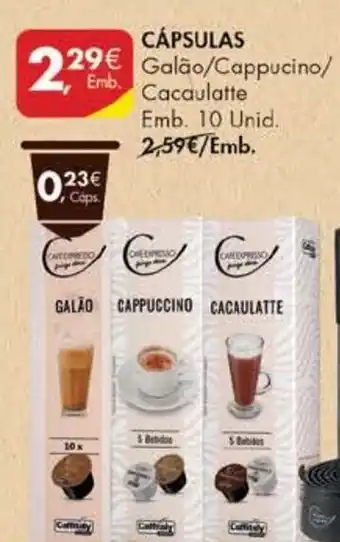 Pingo Doce Cápsulas Galão/Cappucino/Cacaulatte 10 unid promoção