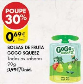 Pingo Doce Bolsas de Fruta Gogo Squeez 90g promoção