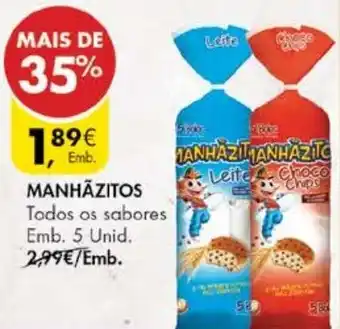 Pingo Doce Manhãzitos Leite/Choco Chips 5 unid promoção