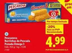Lidl Pescanova Barrinhas de Pescada Panada Ómega 3 promoção