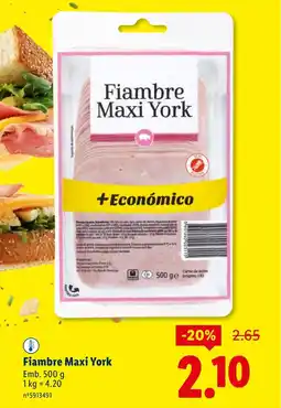 Lidl Fiambre Maxi York promoção