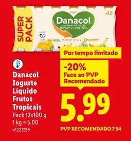 Lidl Danacol Iogurte Líquido Frutos Tropicais promoção