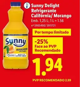 Lidl Sunny Delight Refrigerante Califórnia/Morango promoção
