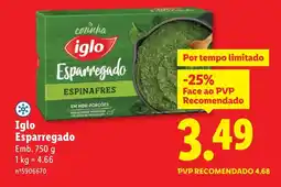 Lidl Iglo Esparregado promoção