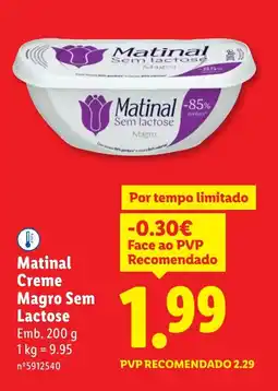 Lidl Matinal Creme Magro Sem Lactose promoção