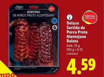 Lidl Deluxe Sortido de Porco Preto Alentejano Bolota promoção
