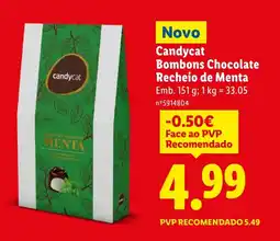 Lidl Candycat Bombons Chocolate Recheio de Menta promoção
