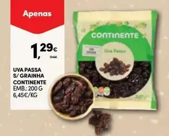 Continente Uva Passa s/Grainha Continente 200g promoção