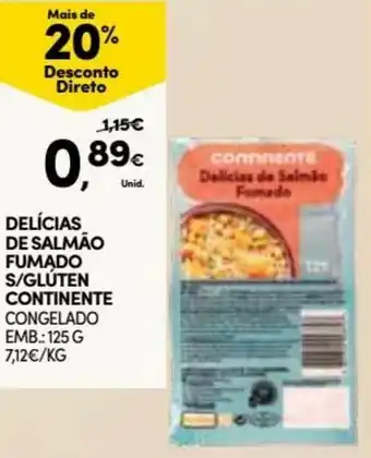 Continente Delícias de Salmão Fumado S/Glúten Continente 125g promoção