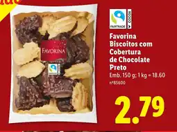 Lidl Favorina Biscoitos com Cobertura de Chocolate Preto promoção