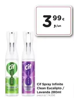 Aqui é fresco Cif Spray Infinite Clean Eucalipto / Lavanda promoção