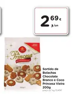 Aqui é fresco Sortido de Bolachas Chocolate Branco e Coco Princesa Vieira promoção
