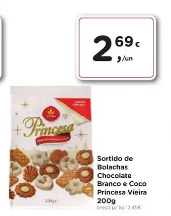 Aqui é fresco Sortido de Bolachas Chocolate Branco e Coco Princesa Vieira promoção