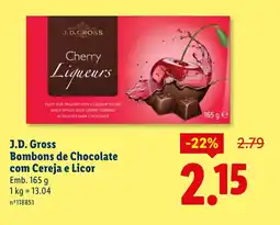 Lidl J.D. Gross Bombons de Chocolate com Cereja e Licor promoção