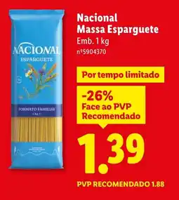 Lidl Nacional Massa Esparguete promoção