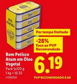 Lidl Bom Petisco Atum em Óleo Vegetal promoção