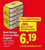 Lidl Bom Petisco Atum em Óleo Vegetal promoção
