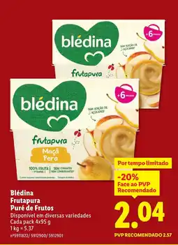 Lidl Blédina Frutapura Puré de Frutos promoção