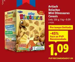 Lidl Artiach Bolachas Mini Dinosaurus Cereais promoção
