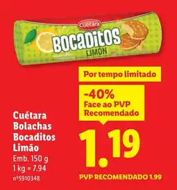 Lidl Cuétara Bolachas Bocaditos Limão promoção
