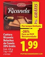Lidl Cuétara Ricanela Bolachas de Canela promoção