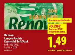 Lidl Renova Lenços Faciais Essencial Soft Pack promoção