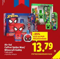 Lidl Air-Val Coffret Spider Man/ Minecraft Gabby promoção