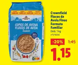 Lidl Crownfield Flocos de Aveia Finos Formato Familiar promoção