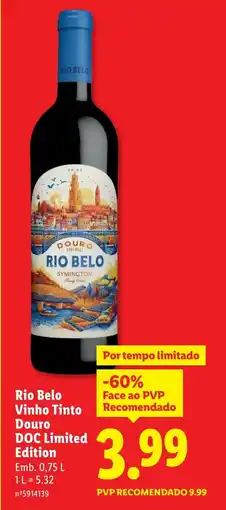 Lidl Rio Belo Vinho Tinto Douro DOC Limited Edition promoção