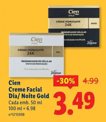 Lidl Cien Creme Facial Dia/ Noite Gold promoção