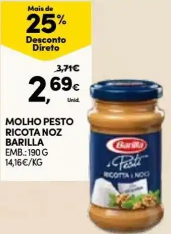 Continente Molho Pesto Ricota Noz Barilla 190g promoção