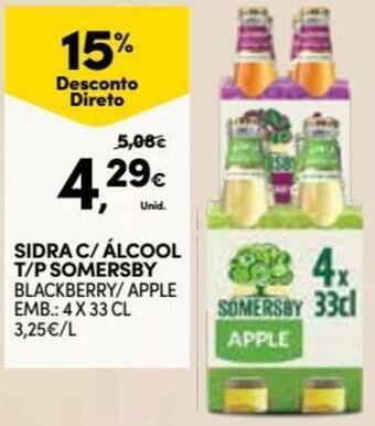 Continente Sidra C/ Álcool T/P Semersby 4 x 33cl promoção