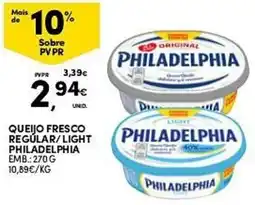 Continente Queijo fresco regular/light philadelphia promoção