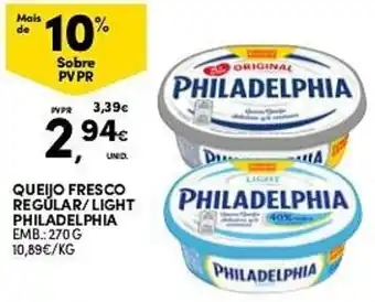 Continente Queijo fresco regular/light philadelphia promoção