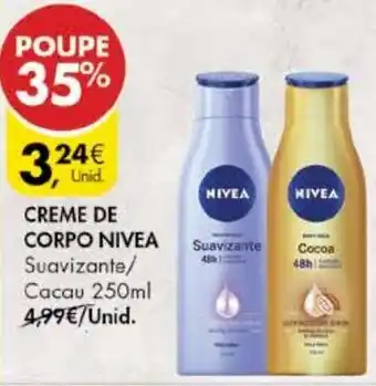 Pingo Doce Creme de Copro nivea 250ml promoção