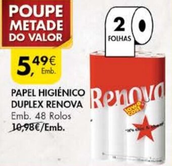 Pingo Doce Papel Higiénico Duplex Renova 48 Rolos promoção